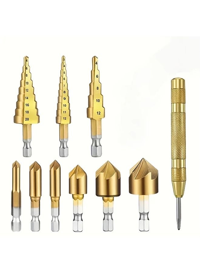 10Pcs Heavy Duty Stainless Steel Drill Bit Set Professional Woodworking Metalworking Kit - Image 1